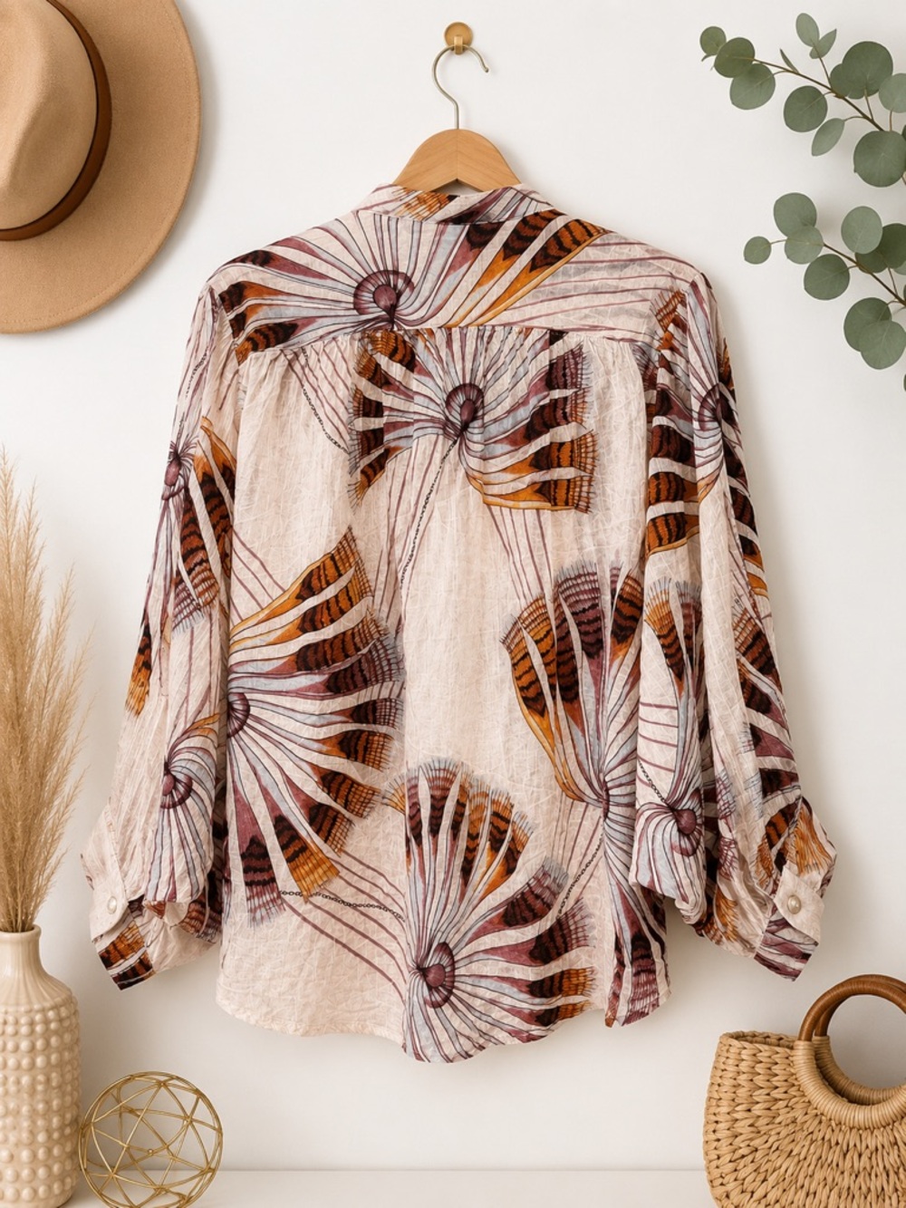 Pilcro Anthropologie Abstract Print Balloon Sleeve Blouse Small - Picture 3 of 6